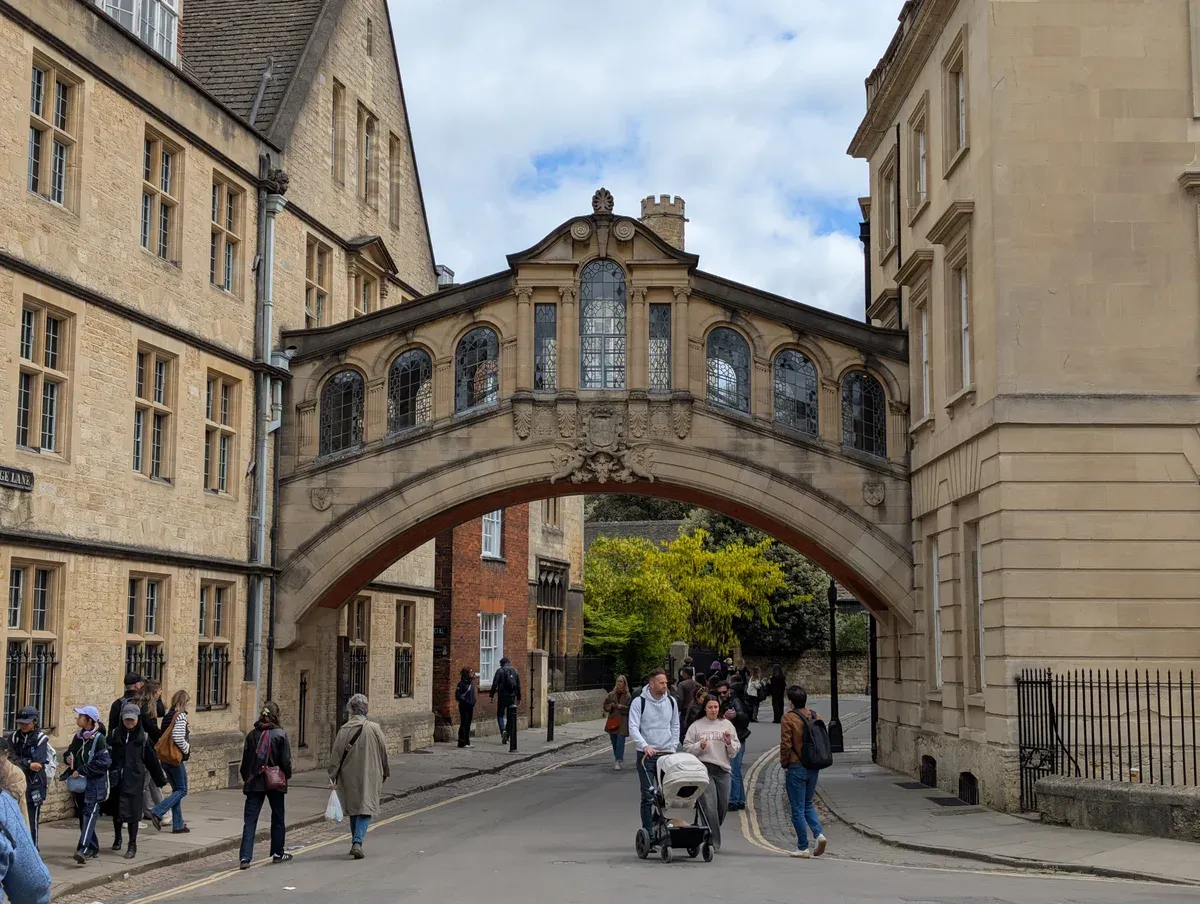 Bridge of Sighs over New College Lane in Oxford on a train day trip from London