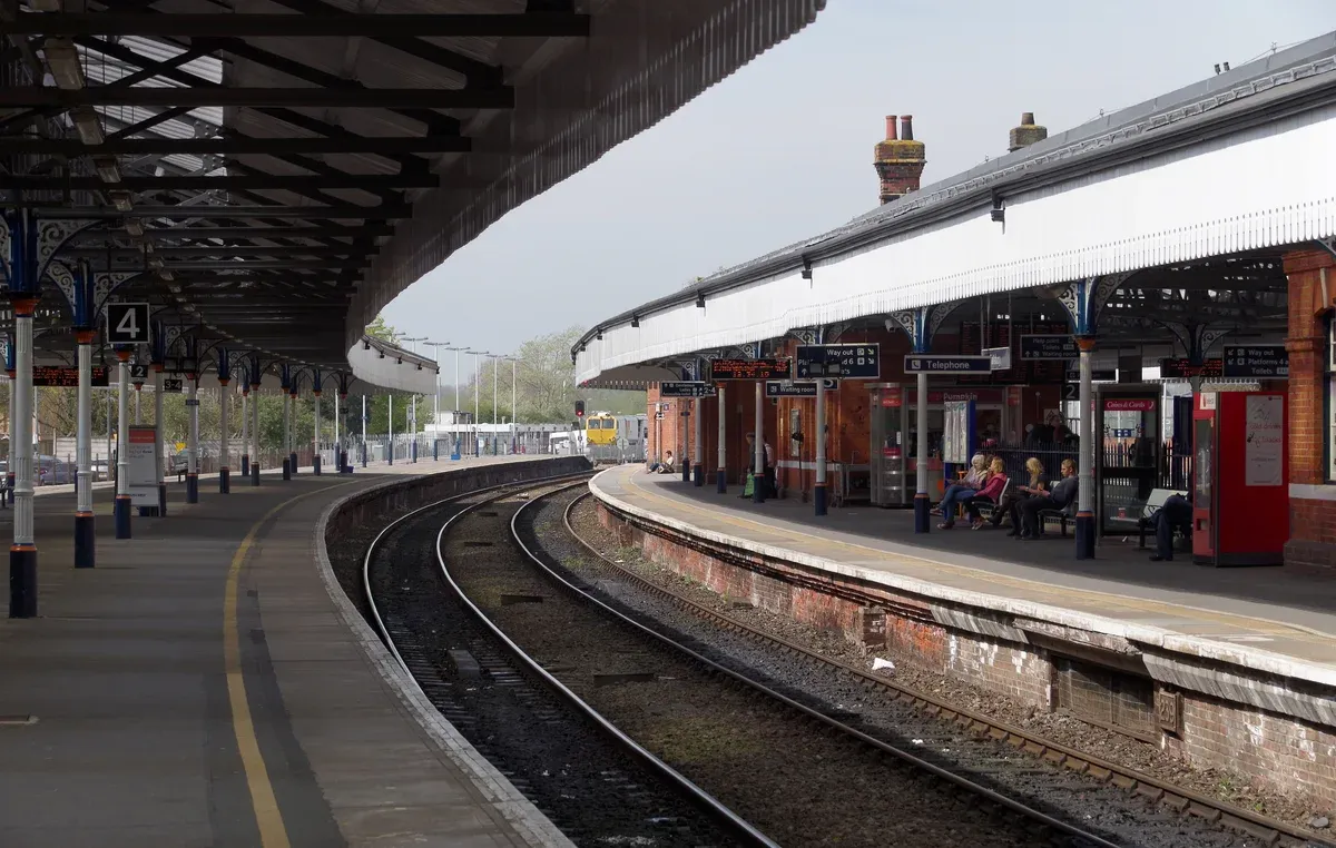 Platforms at Salisbury railway station on a train and bus day trip from London to Stonehenge